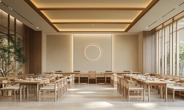 长桌椅布局餐厅设计1