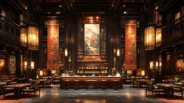 唐风图案纱帘酒柜2