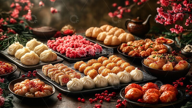 高清大图下载【趣麦麦图】春节传统美食桌2