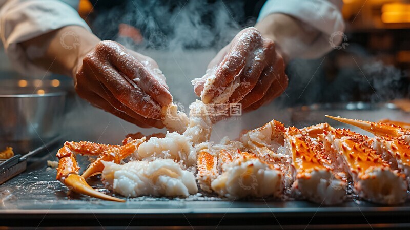 高清大图下载【趣麦麦图】蒸蟹厨师厨师厨房蒸汽1