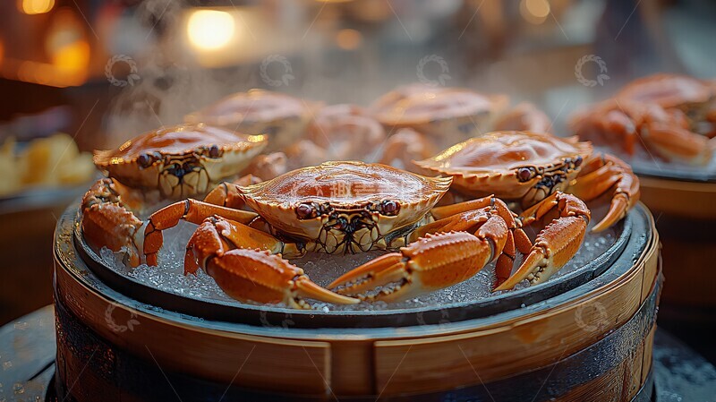 高清大图下载【趣麦麦图】蒸螃蟹与醋碟1