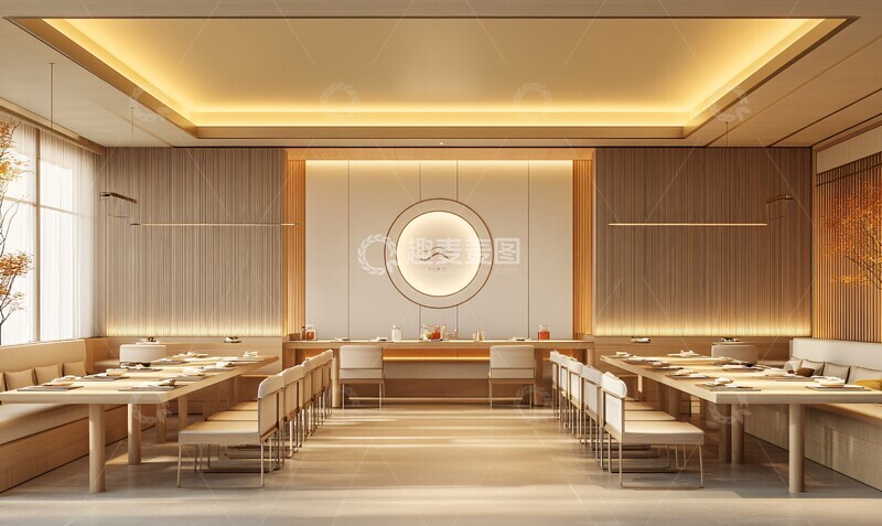 高清大图下载【趣麦麦图】长桌椅布局餐厅设计2