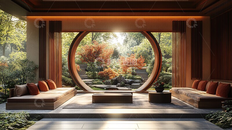 高清大图下载【趣麦麦图】-中式花园户外设计1