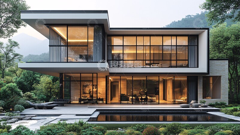 高清大图下载【趣麦麦图】-简约玻璃别墅2