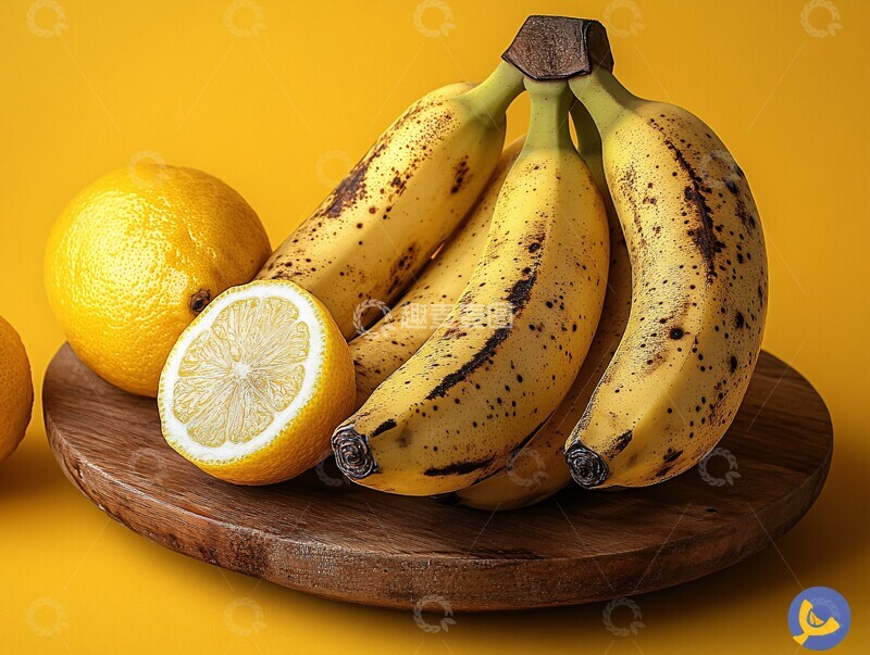 高清大图下载【趣麦麦图】香蕉柠檬黄色背景1