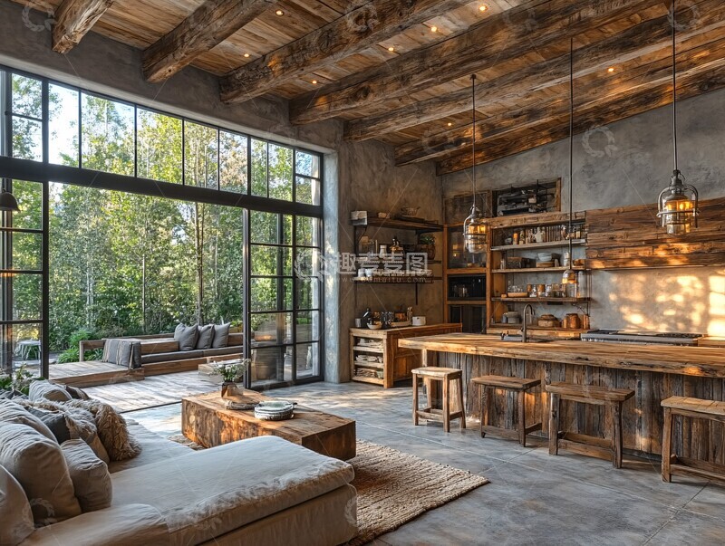 高清大图下载【趣麦麦图】木梁石材简约风2
