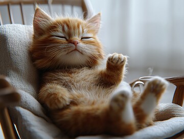 猫在摇椅上喝茶2