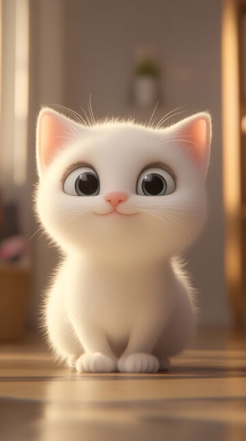 白猫坐桌微笑图2