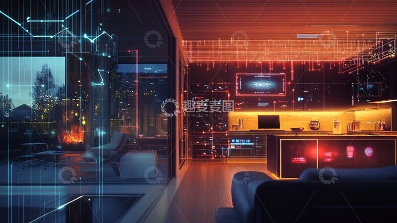 高清大图下载【趣麦麦图】智能家庭全息投影示意图1