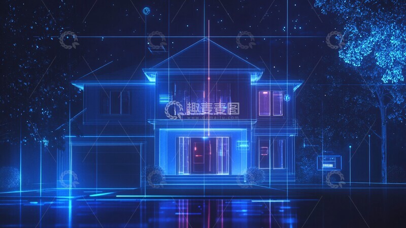 高清大图下载【趣麦麦图】智能家庭全息投影示意图2