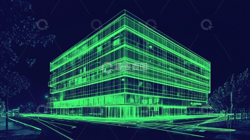 高清大图下载【趣麦麦图】建筑全景线条图1