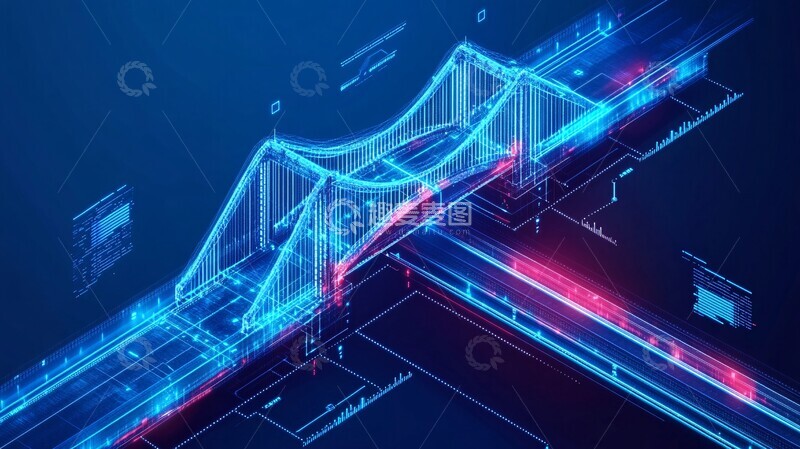 高清大图下载【趣麦麦图】智能桥梁网络结构2