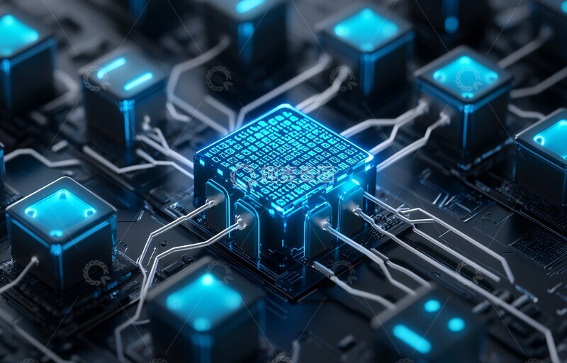 高清大图下载【趣麦麦图】智能合约连接立方体2