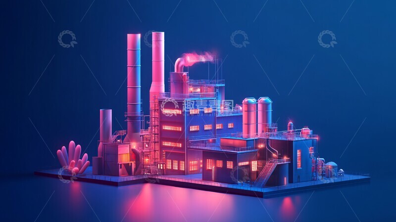 高清大图下载【趣麦麦图】智能工厂粉色背景2