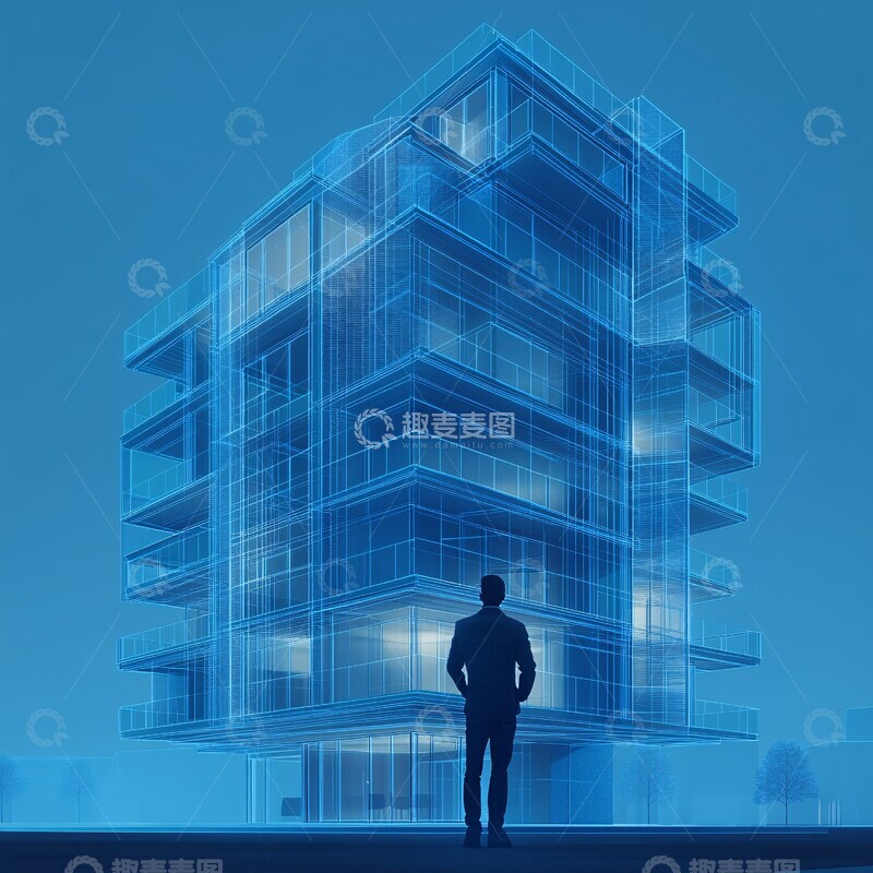 高清大图下载【趣麦麦图】蓝光建筑线框图2