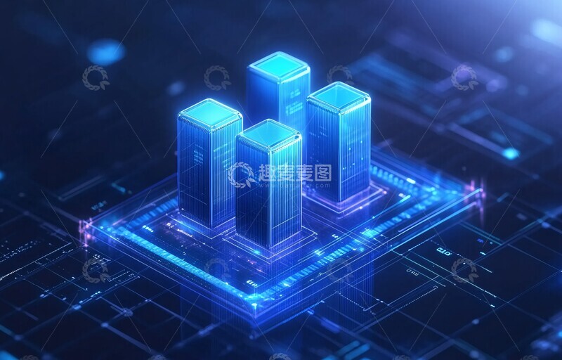 高清大图下载【趣麦麦图】蓝色玻璃柱状图2