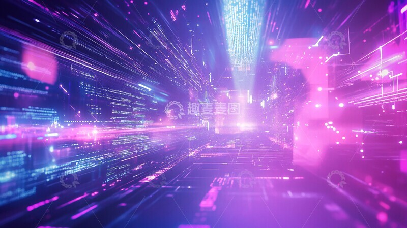 高清大图下载【趣麦麦图】紫色蓝色代码光影1