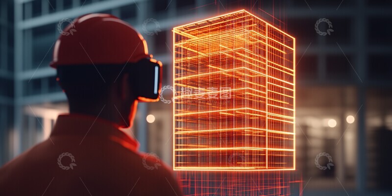 高清大图下载【趣麦麦图】未来工人操作全息蓝图2