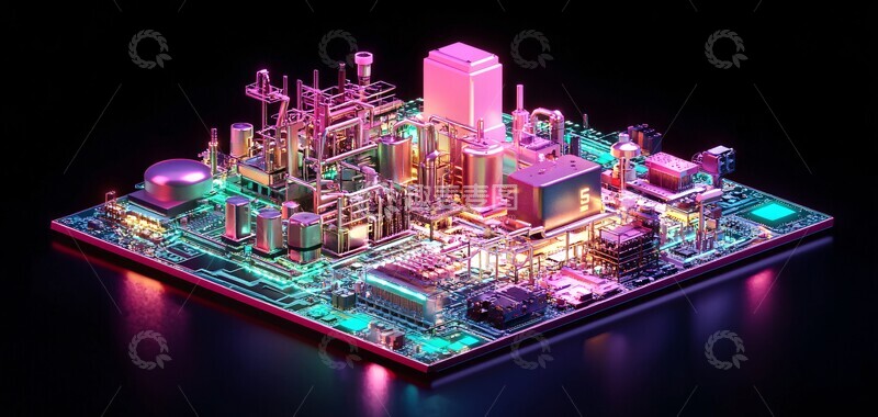 高清大图下载【趣麦麦图】电路板上的工厂1