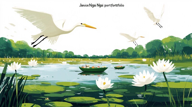 高清大图下载【趣麦麦图】白鸟绿沼花船记2