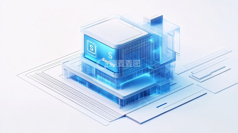高清大图下载【趣麦麦图】蓝色玻璃建筑箭头1