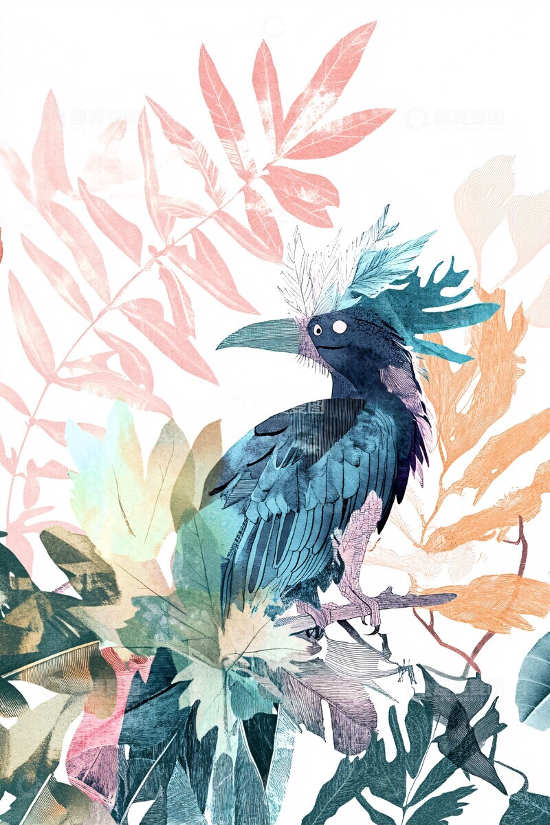 高清大图下载【趣麦麦图】丛林小鸟丛林小鸟水彩2