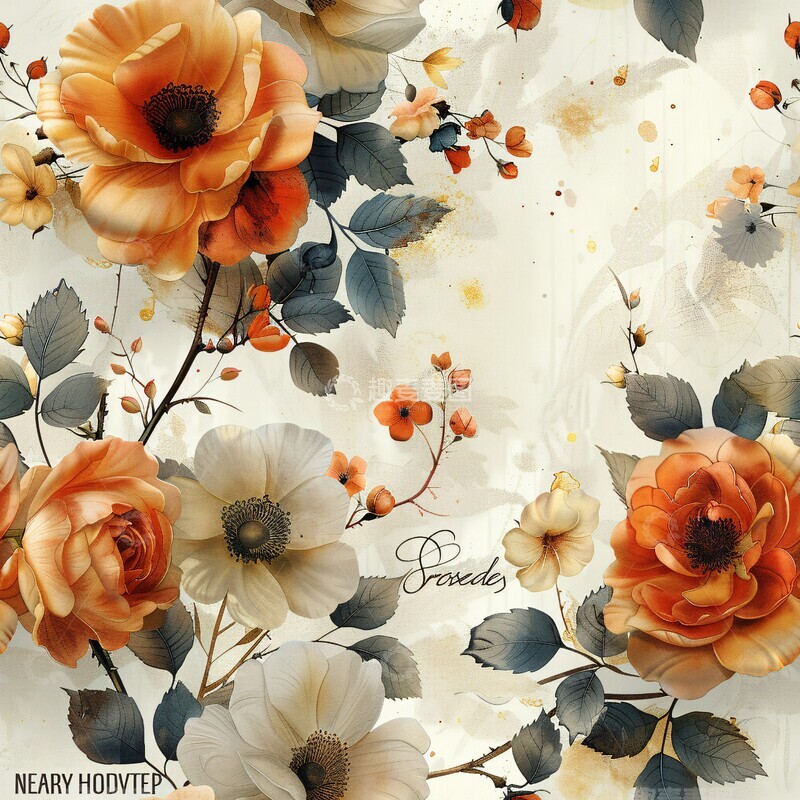 高清大图下载【趣麦麦图】玫瑰水彩图案1