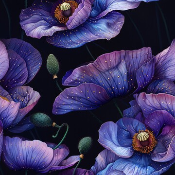 紫色花图案紫色花朵黑色1