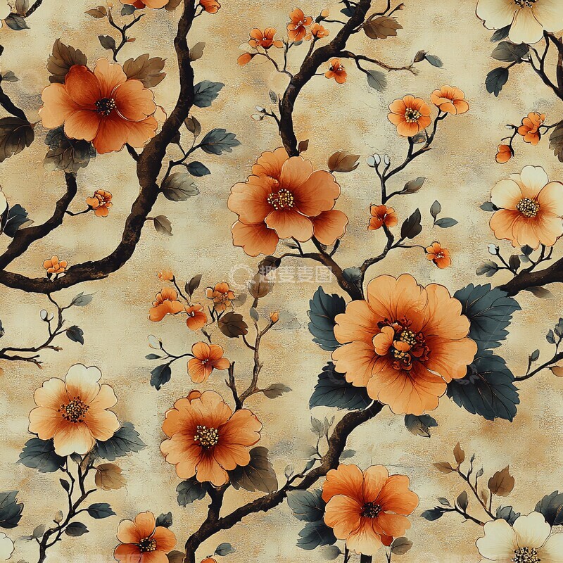高清大图下载【趣麦麦图】东方花卉纹样1
