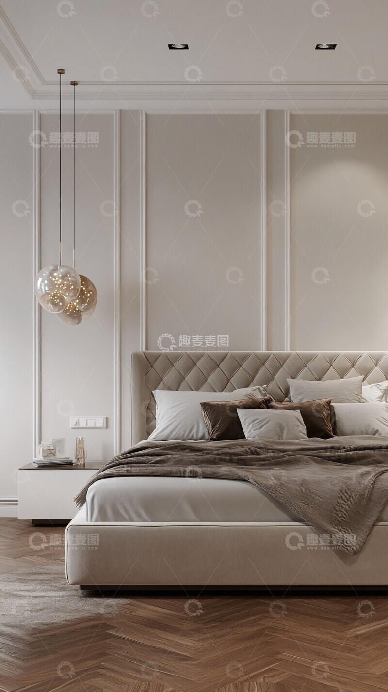 高清大图下载【趣麦麦图】奢华贝壳吊灯卧室3