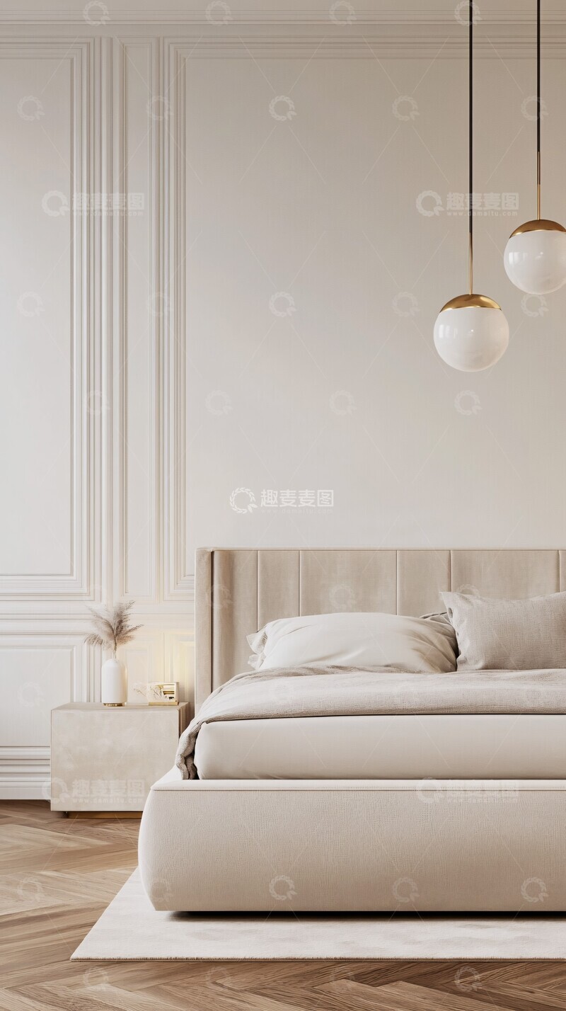 高清大图下载【趣麦麦图】奢华贝壳吊灯卧室1