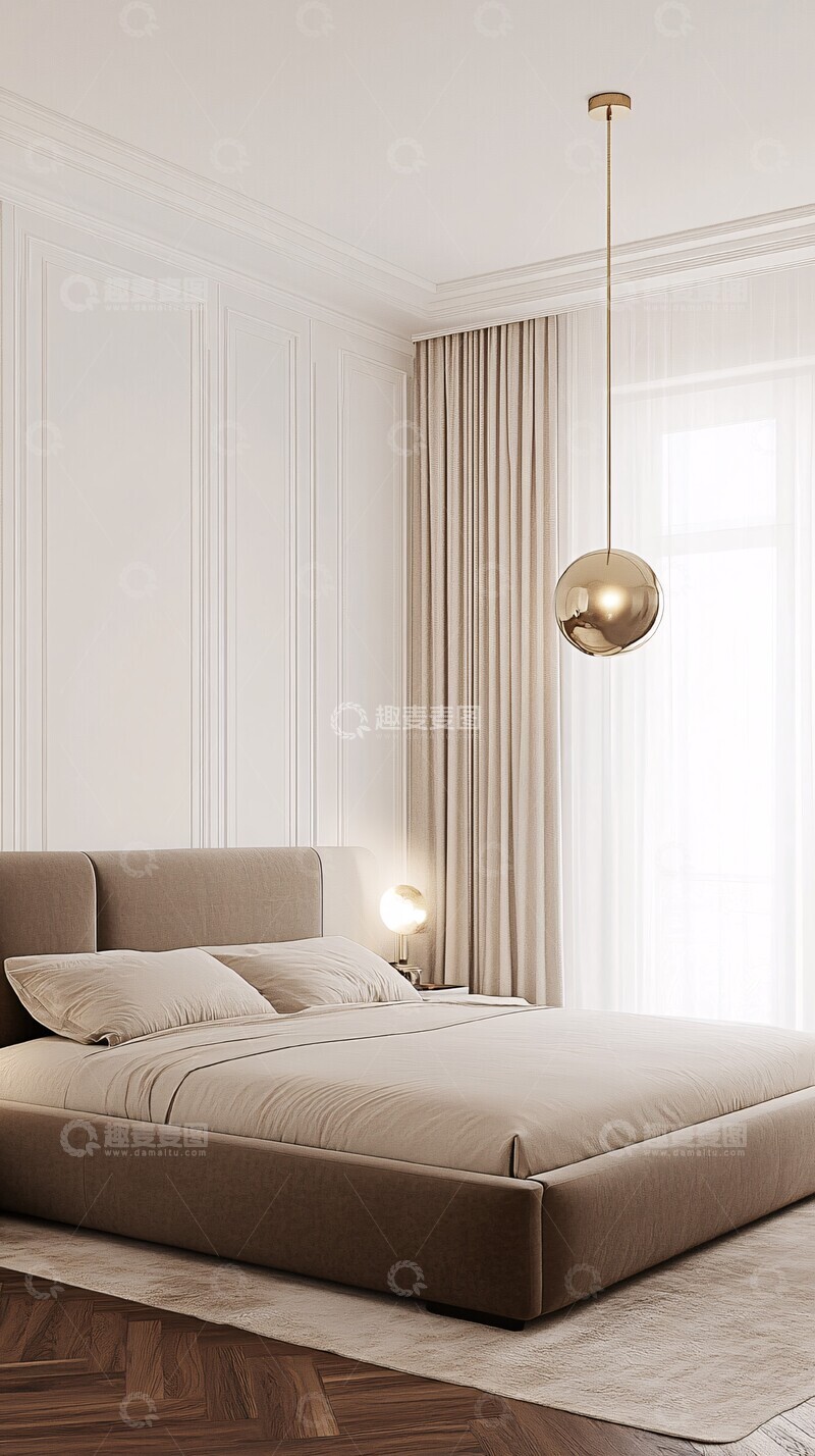 高清大图下载【趣麦麦图】奢华贝壳吊灯卧室