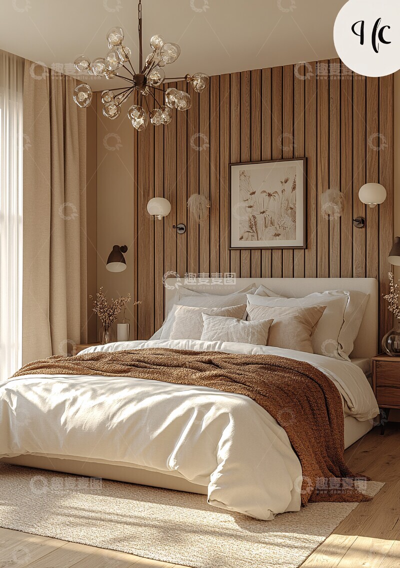 高清大图下载【趣麦麦图】白色与棕色卧室设计