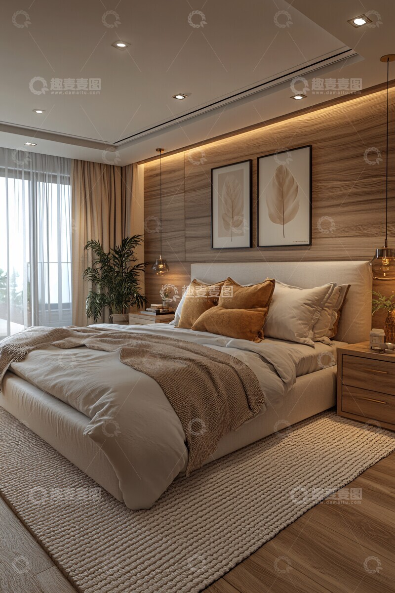 高清大图下载【趣麦麦图】中性色调卧室2