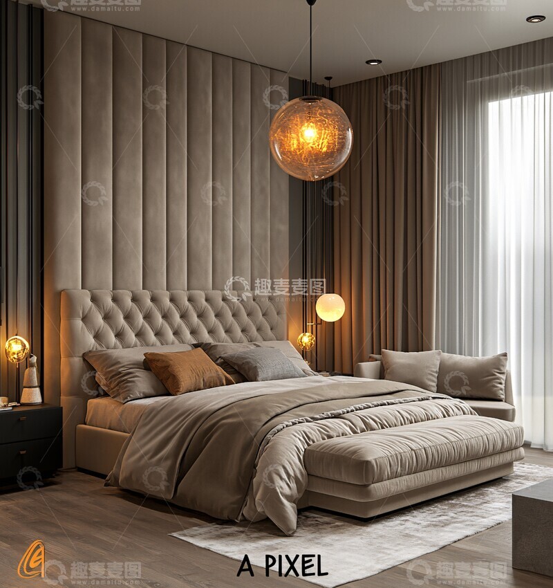 高清大图下载【趣麦麦图】大床软沙发卧室2