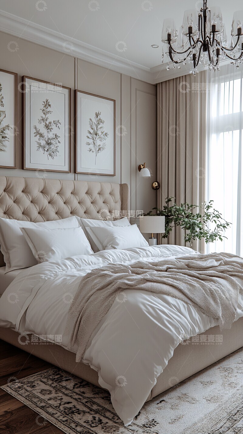 高清大图下载【趣麦麦图】床头画作灯饰卧室1