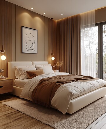 白色皮革双人床1