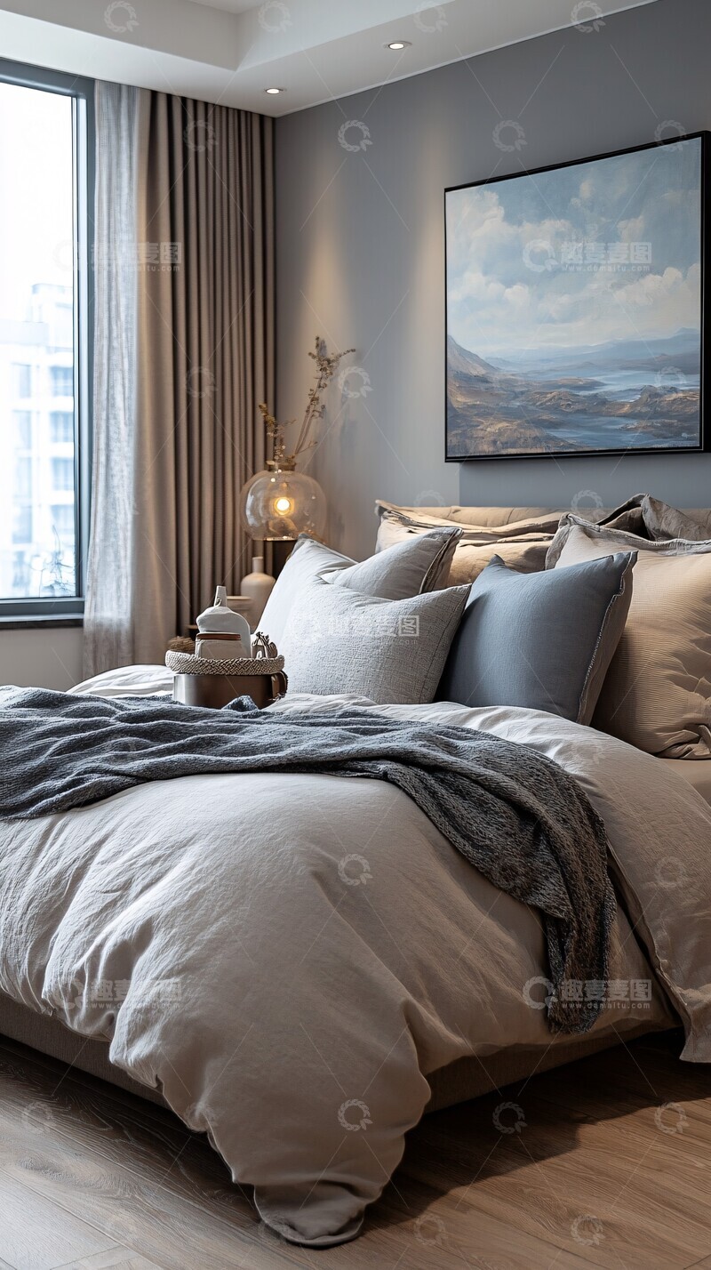 高清大图下载【趣麦麦图】银色简约卧室