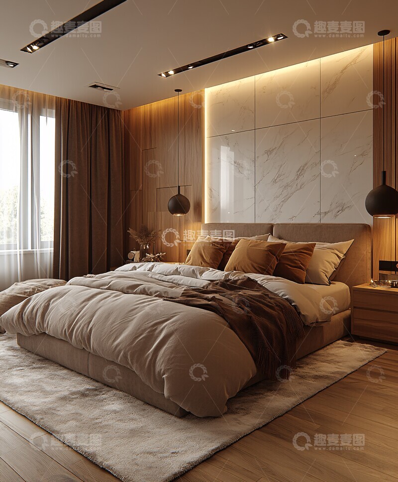 高清大图下载【趣麦麦图】橡木白玉卧室