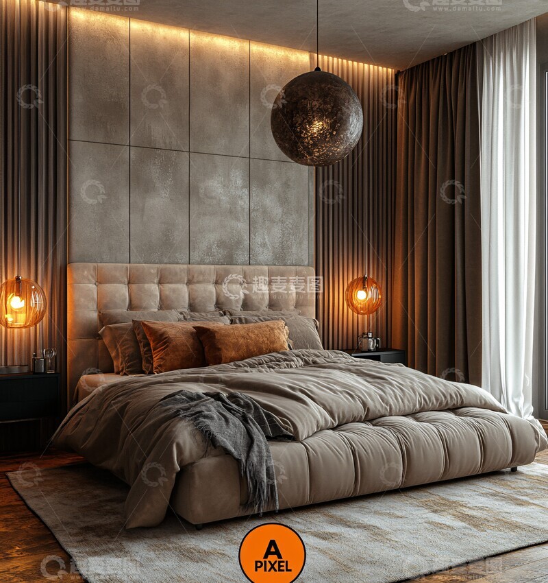 高清大图下载【趣麦麦图】大床软沙发卧室1