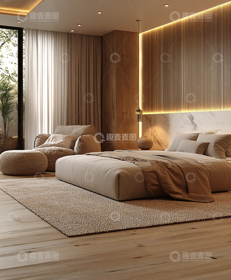 高清大图下载【趣麦麦图】橡木白玉卧室2