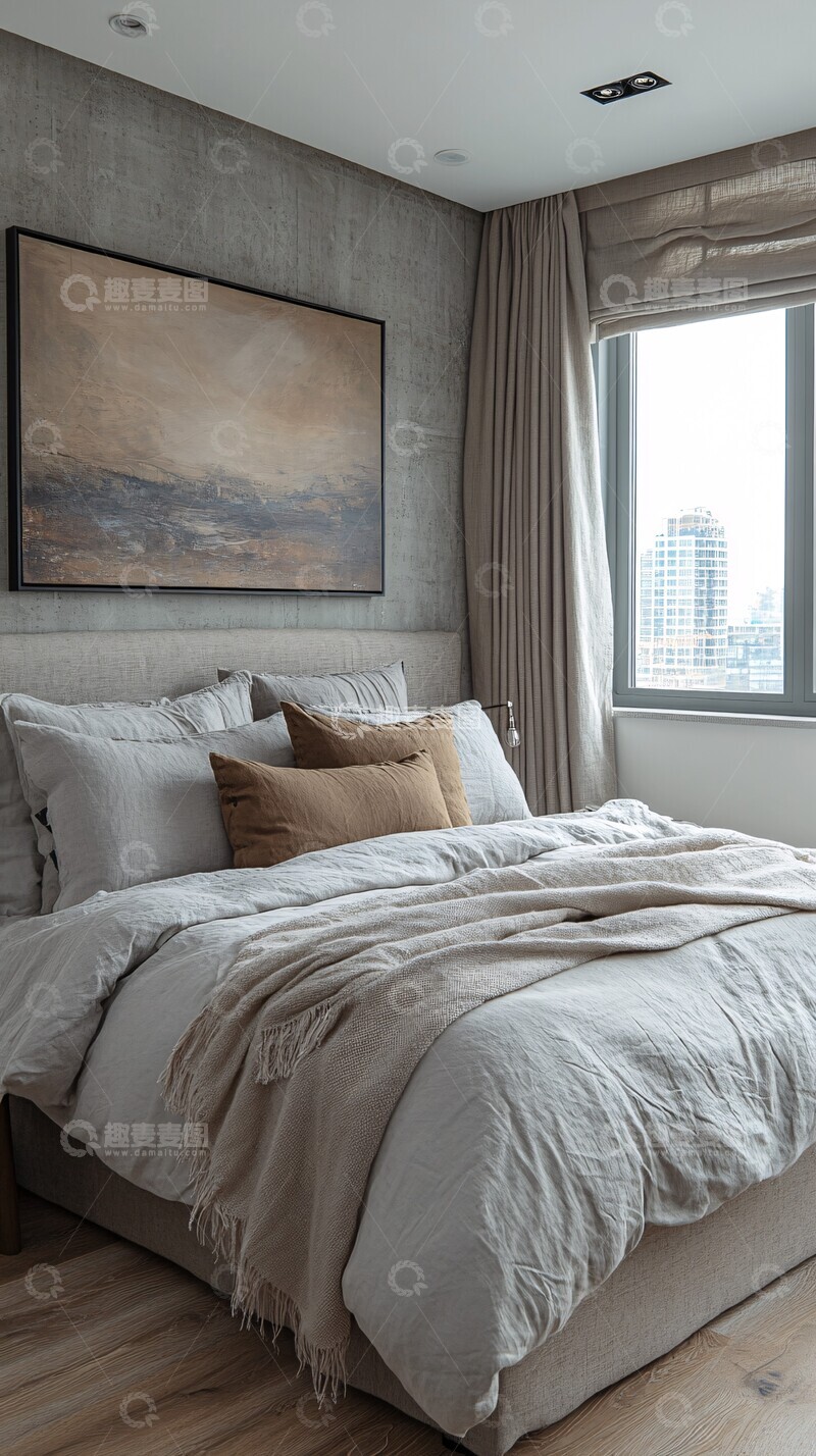 高清大图下载【趣麦麦图】银色简约卧室1