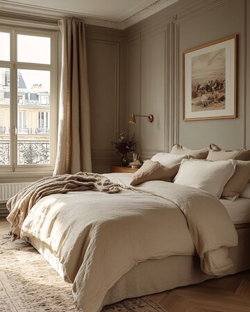 灰白木卧室现代卧室墙面1