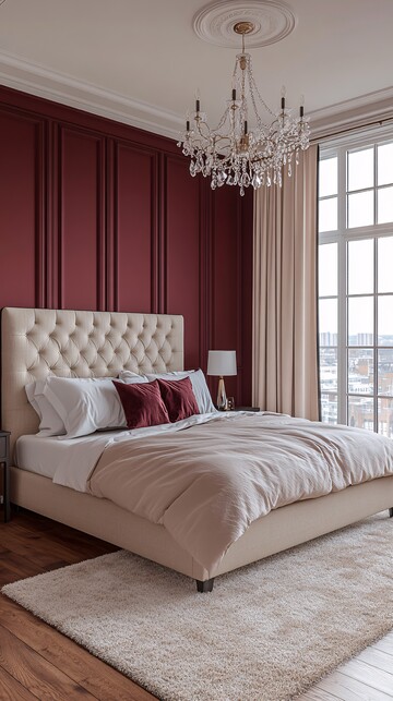 浅棕白墙粉色床