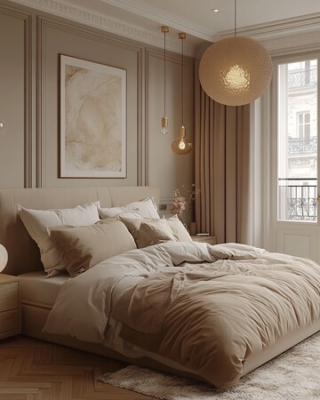 灰白木卧室现代卧室墙面2