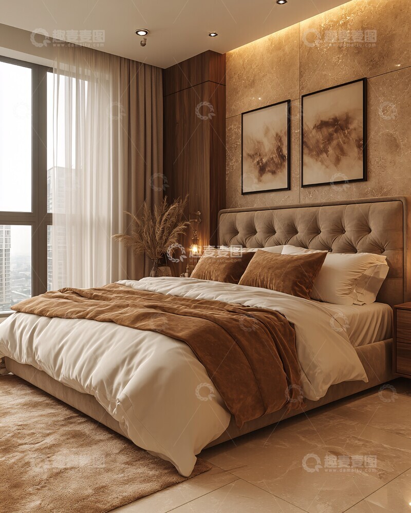 高清大图下载【趣麦麦图】-金色调卧室设计1