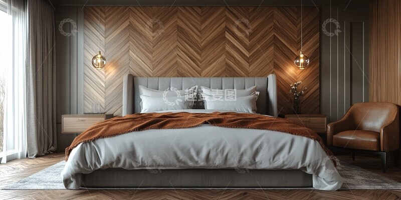 高清大图下载【趣麦麦图】木墙双床酒店客房1