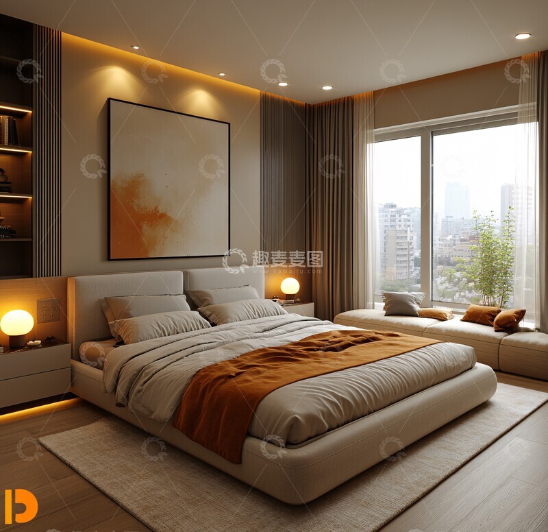 高清大图下载【趣麦麦图】现代卧室软光墙艺2