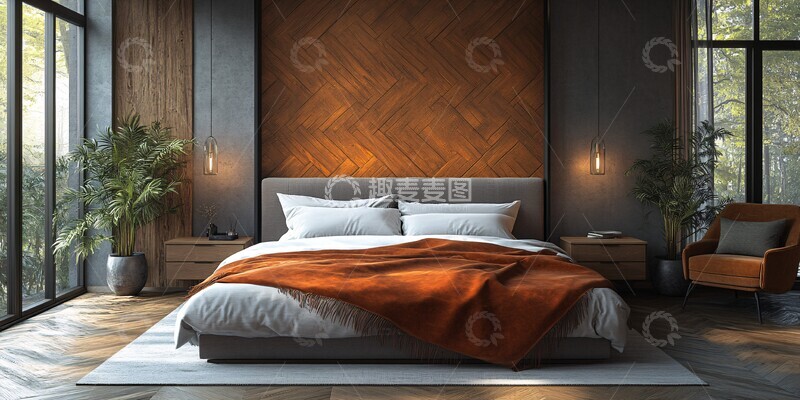 高清大图下载【趣麦麦图】木墙双床酒店客房2