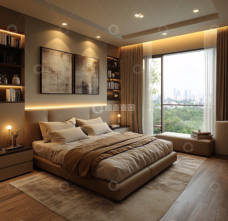 高清大图下载【趣麦麦图】现代卧室软光墙艺3